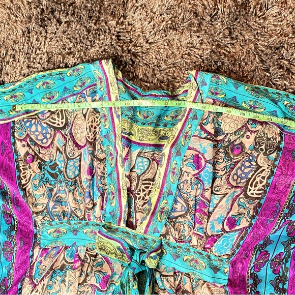 Vibrant Blue Turquoise and Purple Sheer Women's Swim Cover-Up Fits M/L - Picture 13 of 16